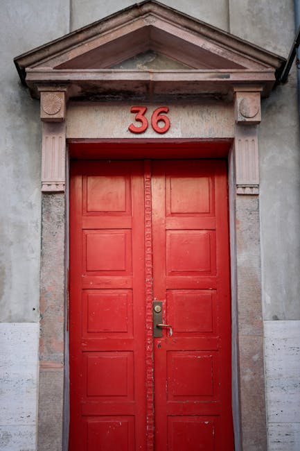 Premium entry door showing number 36