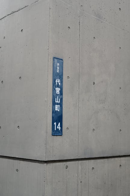 Japanese street signage on concrete